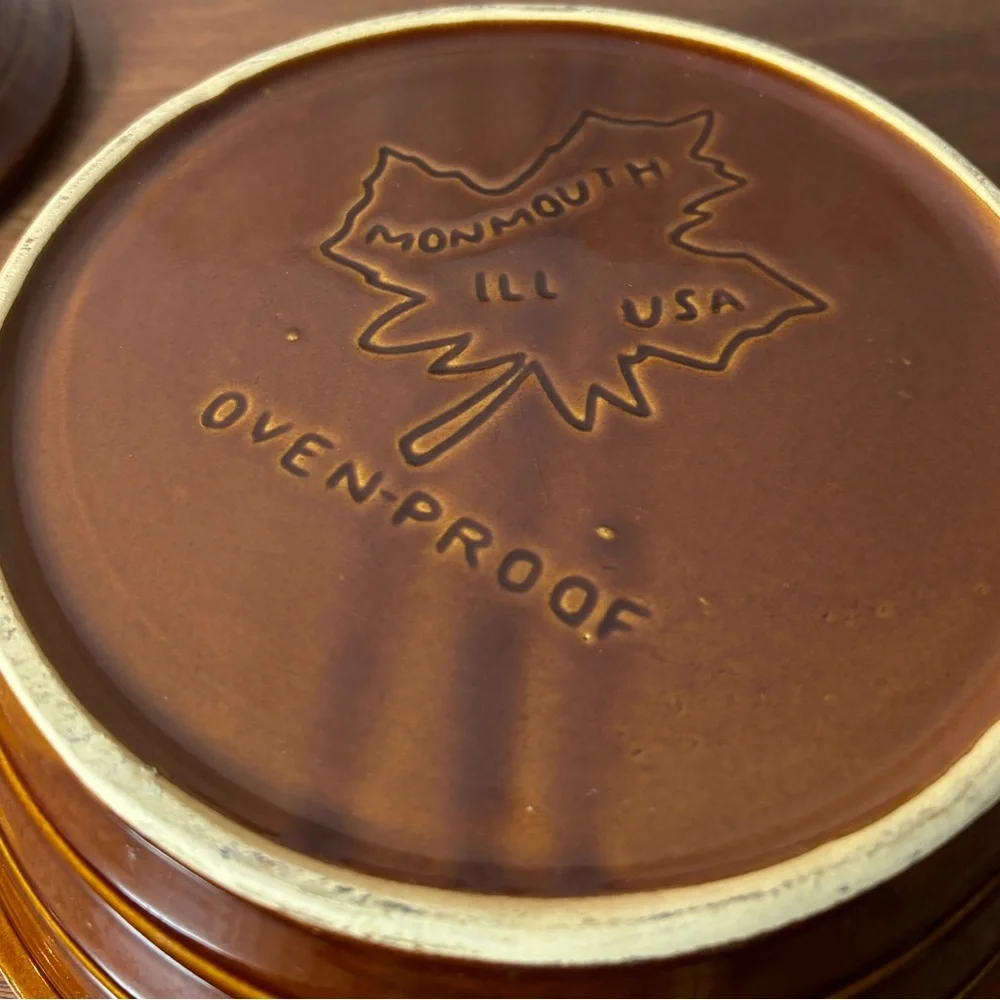 Monmouth USA Brown Glazed Ceramic Casserole with Lid